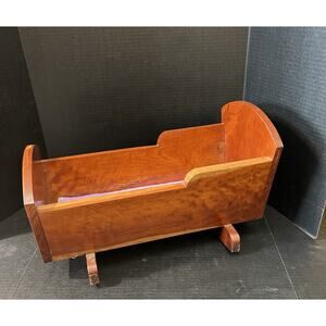 Vintage Wooden Doll Cradle Hand Crafted